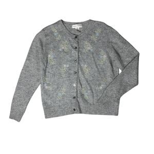 Vintage Evan Picone beaded floral cardigan M